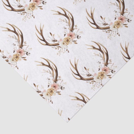 Papier Mousseline Antlers de cerfs roses (Détail)
