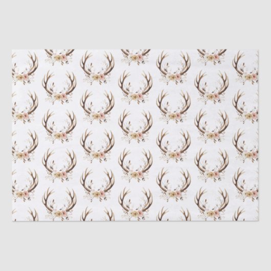 Papier Mousseline Antlers de cerfs roses (Recto)