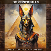 Papier Mousseline Anubis, le dieu égyptien chien aux piramides -