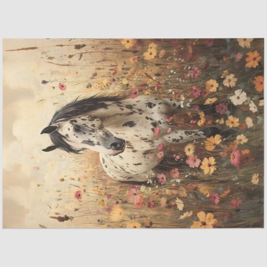 Papier Mousseline Appaloosa Horse Fleur sauvage Champ Découpage (Recto)