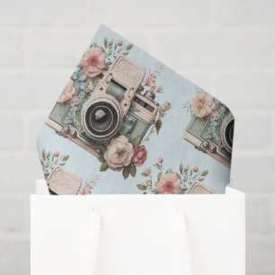 Papier Mousseline Appareil photo avec motif d'image rétro pastel de