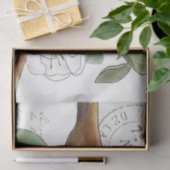 Papier Mousseline Apple Blossom Branch Bee French Script Decoupage (Cadeau)