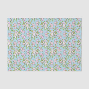 Papier Mousseline Apple rose fleurissent motif floral sur le bleu de