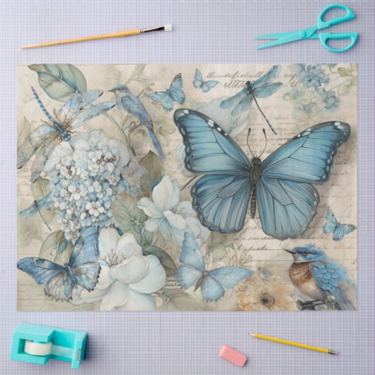 Papier Mousseline April blues (Artisanat)