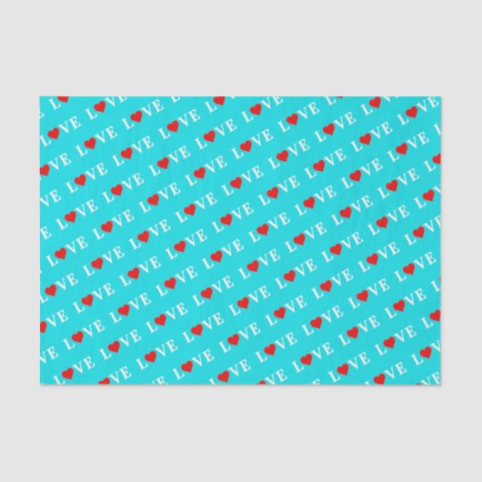 Papier Mousseline Aqua Blue LOVE (Recto)