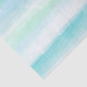 Papier Mousseline Aqua Blue Mint White Watercolor Stripes II (Détail)