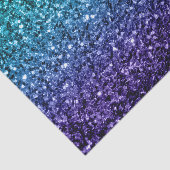Papier Mousseline Aqua blue ombre brillant faux parties scintillant  (Détail)