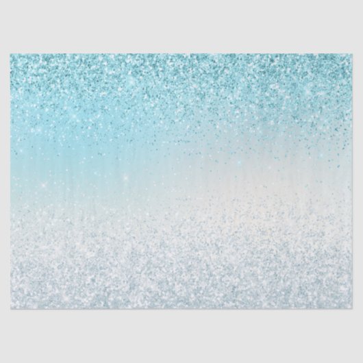 Papier Mousseline Aqua Blue Ombre Glitzy Sparkle Parties scintillant (Recto)