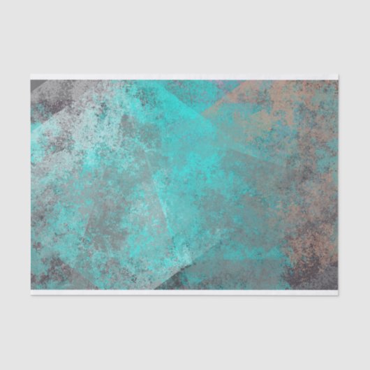 Papier Mousseline Aqua Blue Turquoise N Grey Abstrait détendu (Recto)