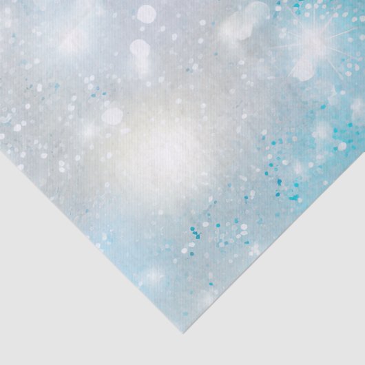 Papier Mousseline Aqua Blue White Bokeh Anniversaire (Détail)