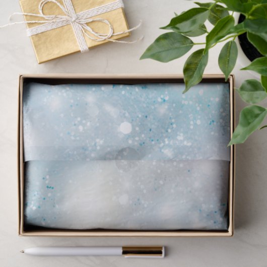 Papier Mousseline Aqua Blue White Bokeh Anniversaire (Cadeau)