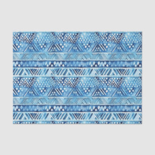 Papier Mousseline Aqua Blue White Tribal Stripes Points Anniversaire