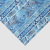 Papier Mousseline Aqua Blue White Tribal Stripes Points Anniversaire (Détail)