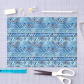 Papier Mousseline Aqua Blue White Tribal Stripes Points Anniversaire (Artisanat)