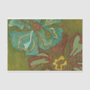 Papier Mousseline Aqua et Fleurs orange brûlées sur Arrière - plan v