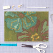 Papier Mousseline Aqua et Fleurs orange brûlées sur Arrière - plan v (Artisanat)