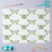 Papier Mousseline Aqua et Gold Floral Design 2 (Artisanat)