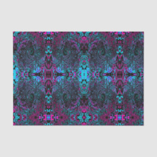 Papier Mousseline Aqua Magenta et Abstrait noir