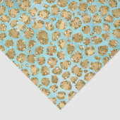 Papier Mousseline Aqua Mint Gold Glitz Parties scintillant Leopard   (Détail)