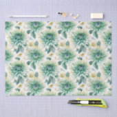 Papier Mousseline Aqua Mint White Floral Mariage (Artisanat)