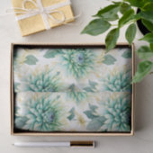 Papier Mousseline Aqua Mint White Floral Mariage (Cadeau)