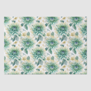 Papier Mousseline Aqua Mint White Floral Mariage