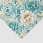 Papier Mousseline Aqua Mint White Floral Mariage (Détail)