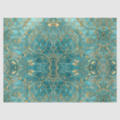Papier Mousseline Aqua Pearlescent & Gold Mermaid Scale Pattern  (Recto)