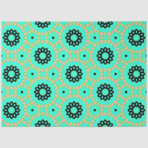 Papier Mousseline Aqua Pink & Black Floral Decoupage