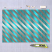 Papier Mousseline Aqua & Silver Diagonal Stripe Christmas  (Artisanat)