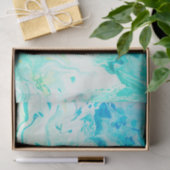 Papier Mousseline Aqua tortille nuances de bleu vert papier de tissu (Cadeau)