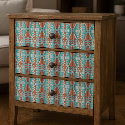 Papier Mousseline Aqua Turquoise Burnt Orange Taupe Brown Mosaïque A