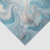 Papier Mousseline Aqua Turquoise Turquoise Bleu Blanc Marbre Argent (Détail)