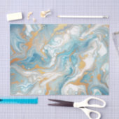 Papier Mousseline Aqua Turquoise Turquoise Bleu Blanc Marbre Or Moti (Artisanat)