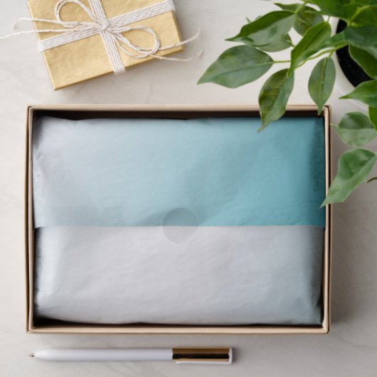 Papier Mousseline Aqua White Ombre (Cadeau)