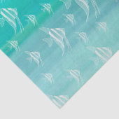 Papier Mousseline Aquamarine poisson motif océan (Détail)