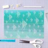 Papier Mousseline Aquamarine poisson motif océan (Artisanat)