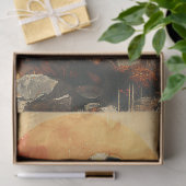 Papier Mousseline Aquarelle à écusson rouge illustrant le découpage (Cadeau)