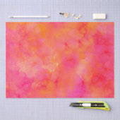 Papier Mousseline Aquarelle Abstraite Encre Art Rose Orange Wrapping (Artisanat)