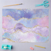 Papier Mousseline Aquarelle Agate or rose violet bleu découpage (Artisanat)