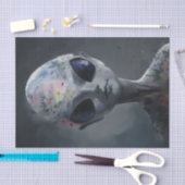 Papier Mousseline Aquarelle Alien grise Florale (Artisanat)