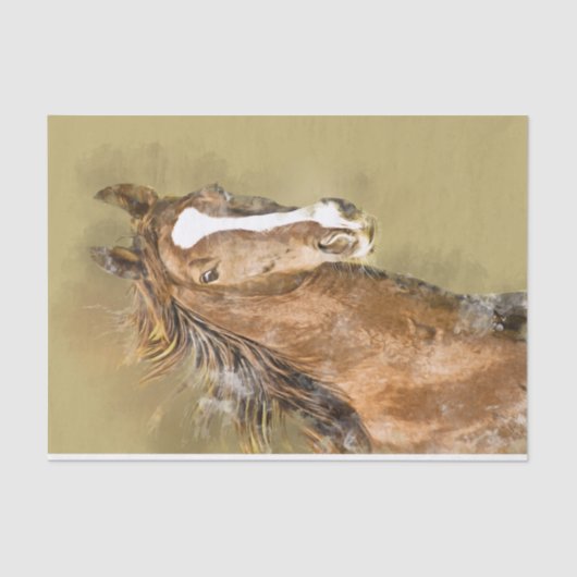 Papier Mousseline Aquarelle américaine Cheval selle découpage (Recto)