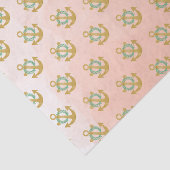 Papier Mousseline Aquarelle Ancre et dorures parsemées Coral (Détail)