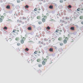 Papier Mousseline Aquarelle Anémone rose et Motif d'Eucalyptus (Détail)