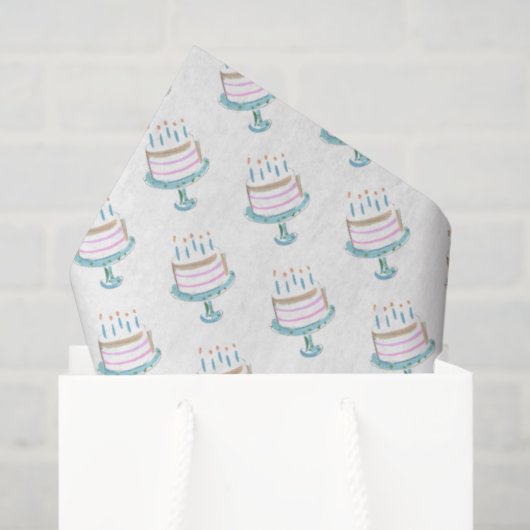 Papier Mousseline Aquarelle Anniversaire Gâteau Art Bougies Célébrat (Sac cadeau)