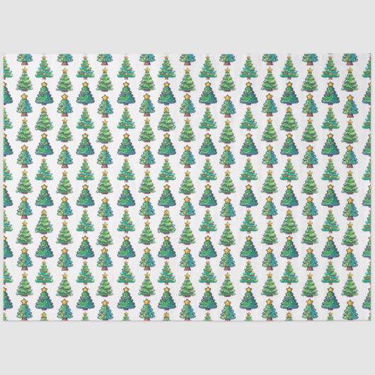 Papier Mousseline Aquarelle Arbre de Noël Motif, Noël (Recto)