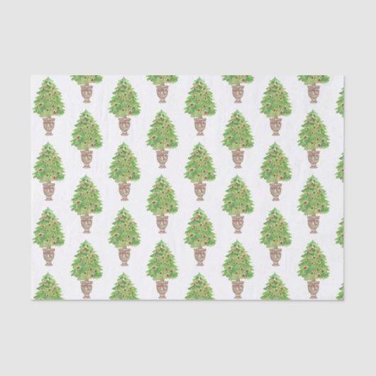 Papier Mousseline Aquarelle Arbre de Noël Topiaire (Recto)