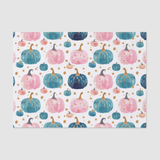 Papier Mousseline Aquarelle Automne Citrouille Motif Automne Découpa (Recto)