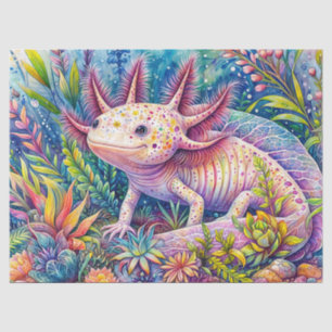 Papier Mousseline Aquarelle Axolotl Art botanique dynamique