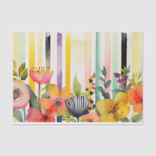Papier Mousseline Aquarelle Bande Joueuse Fleurs blanches Découpage